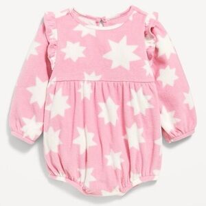 Old Navy Pink and White Micro-fleece Baby Romper
